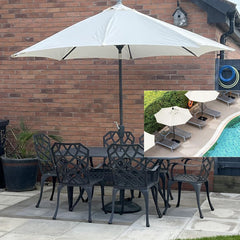 Outdoor Patio Umbrella Replacement Canopy, 6 Ribs Umbrella Canopy Cover Replacement Fabric, Parasol Top Cover Replacement UV Protective Fabric, Canopy Only