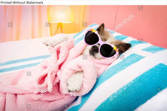 HardPress Wall Art Poster Print of Cool Funny Poodle Dog Resting and Relaxing in Spa Wellness Salon Center,Wearing a Bathrobe and Fancy Sunglasses
