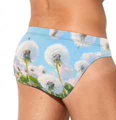 Pink Dandelion Men's Swimsuit Brief Beach Shorts Bikini Swimwear Sexy Swimming Trunks