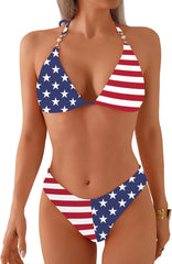 swimall Women's Triangle Bikini Set Cheeky High Cut Sexy Two Piece Swimsuit Cute Halter Bathing Suit