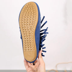 Womens Cowboy Boots Fringe Tassel Studded Back Zipper Flat Ankle Boots Fashion Round Toe Wide Width Non-Slip Booties