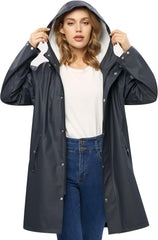 UNIQUEBELLA Rain Jackets for Women Waterproof, Raincoat Long Hooded Rain Coats Outdoor Windbreaker Trench Coat