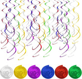 30Pcs Colorful Swirl Streamer Decorations for Birthday, Wedding, St Patrick's Day, Easter, Mother's Day - Hanging Ceiling Foil Decor - Vibrant Spiral Party Supplies(30Pack)