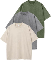 Arssm 3 Pack Men Oversized T Shirts Vintage Tee Loose Fit Short Sleeve Casual Streetwear Baggy Washed Unisex Tops