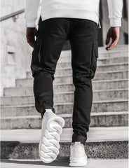 DGHM-JLMY Men's Skinny Cargo Pants Streetwear Hip Hop Joggers Sweatpants Splicing Pockets Tapered Pencil Pant