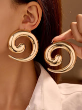 1 Pair Gold Spiral Earrings, Stylish Hoop Earrings for Women, Geometric Design Statement Earrings, Trendy Fashion Earring, Lightweight Metal Earring for Daily & Party Wear(Gold)