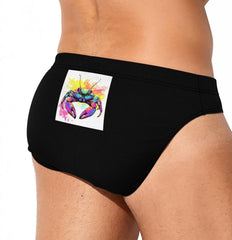Crab Tie Dye Men's Swimsuit Brief Beach Shorts Bikini Swimwear Sexy Swimming Trunks