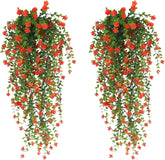 1/2Pcs Artificial Hanging Plants, Artificial Hanging Flowers Vine, Fake Ivy Vines Drooping Plants Fake Greenery for Wall Home Garden Yard Patio Wedding Indoor Outdoor Decoration Yellow-2p