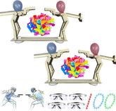Headshot WoodBots, Handmade Wooden Shooting Puppets Balloon Game, Bamboo Man Fighting Puppets, Party Fun Board Games for 2 Adult Players with 100 Balloons and 2 Goggles (1Set)