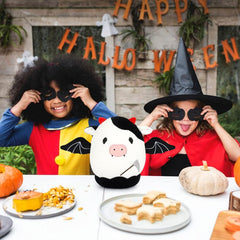 Bekrgwiy Cow Stuffed Animal,8 in Halloween Cow Plush Pillow,Ghost Plushie with Bat Wings,Ghost Stuffed Animal Plushie,Halloween Decorations Party Favors Trick or Treat Gifts for Kids