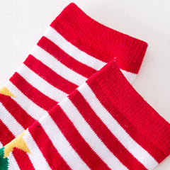 5 Pairs Kids Christmas Cotton Socks Elk Snowman Santa Holiday Hosiery