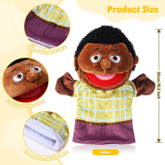 1 Pcs Family Hand Puppets 12 Inch Grandparents, Mom & Dad, Brother & Sister Plush Hand Puppet Toys Role-Play Toy Puppets for Kids Storytelling Imaginative Pretend Play Teaching Preschool(Dad)