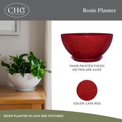 Classic Home and Garden Rosie Modern Planter w/Drainage - Contemporary Planter Bowls - Shallow Round Vases for Small Plants - Versatile Indoor & Outdoor Pots (10” Indigo Speckle)