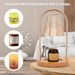 Candle Warmer Lamp with 2 Bulbs,Electric Candle Warmer with Timer,Dimmable Candle Light Melter, Compatible with Small and Large Candles, Aromatic Candle Holders for Bedroom Home Decor