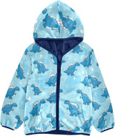 CHIFIGNO Cute Blue Dinosaurs Kids Soft Warm Fleece Outerwear Jackets with Polar Fleece Lining 3T