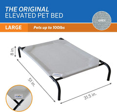 Coolaroo Original Elevated Dog Bed - Breathable Off-The-Ground Pet Bed with Cooling Fabric, Joint Relief & Moisture-Resistant Fabric, 100% Recyclable, Easy Clean, Grey, Medium