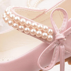 Girls Dress Shoes Toddler Flower Girl Dress Shoes Little Girl Ballet Flats Pearl Strap for Wedding Party