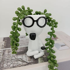 Human Shaped Plant Pots,Resin Head Face Planter Flower Pot Face Planter Flower Pot for Indoor Outdoor Plants Resin Succulent Planter with Drainage Hole Cute Man Plant Pots (D)