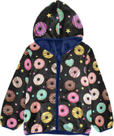 CHIFIGNO Colorful Donut Black Kids Zip up Jacket Lightweight Thick Fleece Outerwear Jackets 3T