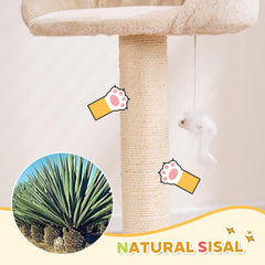 Cozy Beige Cat Tree Indoor Kitten Tower with Sisal Scratching Posts, Jump Platform & Activity Center Ideal Cat Condo for Playful Cats (20.27x12.4x29.5 inch)