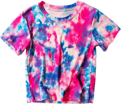 Boys Girls Summer Tie Dye T-Shirts Unisex Casual Crewneck Short Sleeve Tops Toddler Kids Relaxed Fit Tie-Dye Basic Tees