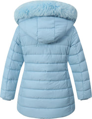 Girl's Winter Waterproof Warm Long Coat,Kids Puffer Jacket Outerwear Parka,Removable Hood