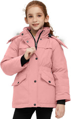 wantdo Girl's Winter Coat Waterproof Puffer Jacket Warm Hooded Parka