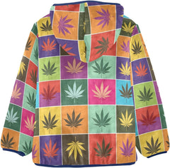 Colorful Leaves Grid Toddler Boy Comfy Soft Fleece Outerwear Jackets with Polar Fleece Lining 3T