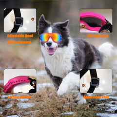 Dog Sunglasses Pet Goggles for Medium Large UV Protection Wind Protection Dust Protection Adjustable Strap Dog Glasses Suitable for Snow Beach Motorcycle