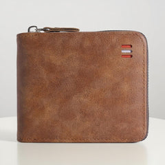 Zipper Bifold Wallet for Men or Women,Organized Storage & Secure Design,Short Style,Black