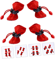 Happyyami 4Pcs Dog Shoes Nonslip Boots for Pet Paw Protection Comfortable Warm Winter Wear Durable Design for Indoor Outdoor Use for Christmas Festivities