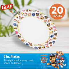 Glad for Kids Paw Patrol Emoji Paper Plates, 20 Count, 8.5 Inches | Paw Patrol Plates for Kids | Heavy Duty Disposable Soak Proof Microwavable Paper Plates for All Occasions