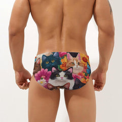 Cat (1) Men's Swimsuit Brief Beach Shorts Bikini Swimwear Sexy Swimming Trunks