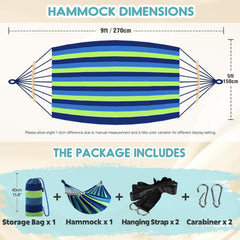 Anyoo Garden Cotton Hammock Comfortable Fabric Hammock with Spreader Bar Sturdy Hammocks Up to 450lbs Portable Lightweight Hammocks with Travel Bag for Camping Outdoor/Indoor Patio Backyard