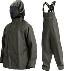 Men's Workwear PRO Rain Suit - Waterproof Jacket and Bib Pants 3-piece Set for Ultimate Safety and Comfort