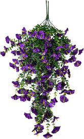 2 PCS Artificial Morning Glory Flowers for Spring Outdoor Hanging Decoration, Wall Wisteria Hanging Basket Plants for Wedding Corridor Yard Gardens Porches Patios Balconies Aisle Decor, Color