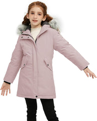 Wantdo Girl's Winter Coat Warm Windproof Insulated Hiking Warm Long Sleeve Puffer Outdoor Running Fall Jacket with Hood