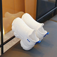 IWIHMIV Toddler Girls Tennis Shoes Kids Slip On Shoes Toddler Boy Tennis Shoes Kids Sneakers Breathable Running Athletic Shoes