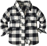 Boys Button Down Shirt Toddler Kids Long Sleeve Plaid Casual Flannel Tops Thermal Fall Loose Fashion Outwear Jacket