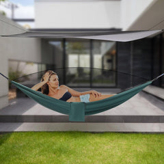 Camping Hammock, Portable Camping Hammock Double Tree Hammock Outdoor Indoor Backpacking Travel & Survival, with 2 Tree Straps and Attached Carry Bag (Blue)