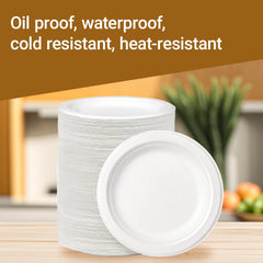 50-Pack Compostable Disposable Plates - Heavy-Duty Eco-Friendly Sugarcane Dinnerware for Parties, Events & Holidays | Biodegradable BPA-Free Tableware (8 Inch)