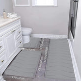 3-Piece Foam Bath Mat Set, Soft & Water Absorbent Bathroom Rugs, Non-Slip, Machine Washable, Comfortable & Thick, Ideal for Home, Toilet, Shower, and Bathroom Use