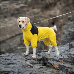Generic Dog Raincoat for Medium Large Dogs - Waterproof, Breathable Four-Legged Polyester Jacket with Hood & Reflective Design(Black,4X-Large)