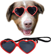 G012 Dog Pet Heart Shape Costume Prop Sunglasses Medium Breeds 20lb-40lbs (Pink-Pink Mirror)