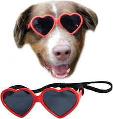 G012 Dog Pet Heart Shape Costume Prop Sunglasses Medium Breeds 20lb-40lbs (Pink-Pink Mirror)