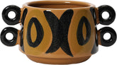 Bloomingville Hand Painted Stoneware Planter with Handles, Brown and Black