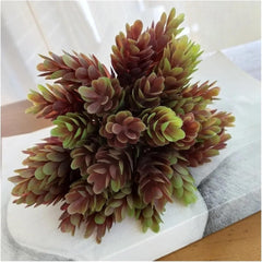 6Pcs/Bundle Fake Green Plant Artificial Plastic Flowers for Christmas Wedding Home Table Decorative DIY Candy Gift Box(Dark Green)