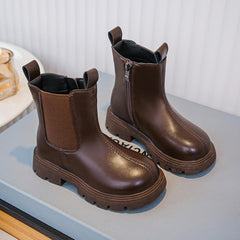 Girls Combat Dress Boots Non-𝐒lip Side Zipper Plain Fashion Riding Boots Birthday Party Princess Dress Shoes