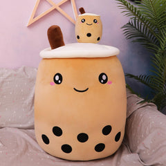SecretCastle Cute Stuffed Boba Plush Bboba Tea Plushie Pillow, Soft Plush Toys Chirstmas Birthday Graduation Gifts for Kids,Women and Friends Brown Color (Brown, 9.4'')