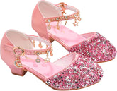 Girls Dress Adorable 𝐒parkle Mary Jane Heel for Wedding Party Little/Big Kids Ankle Strap Ballerina Flat